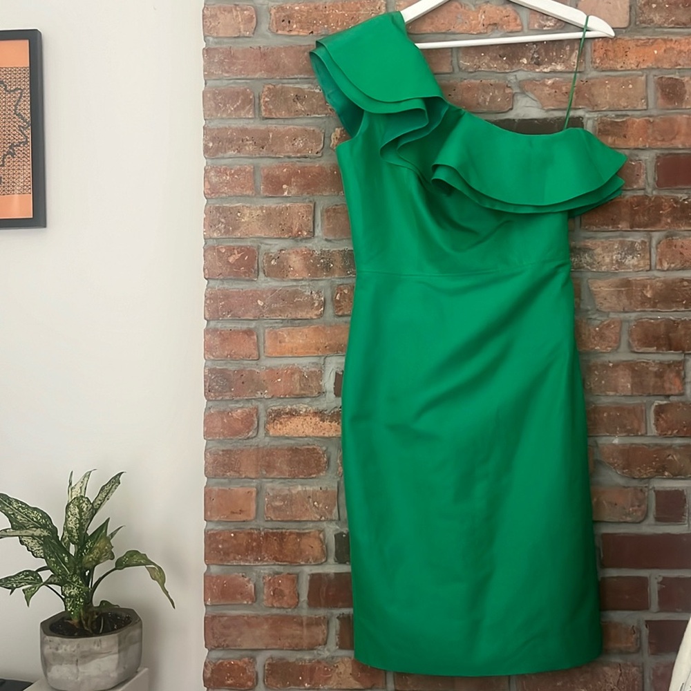 J Crew Green dress one shoulder